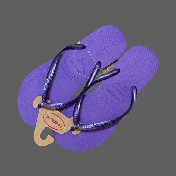 Havaianas Made in Brazil Purple Flip-Flops Size 7/8 Womens NWT - Picture 2 of 5